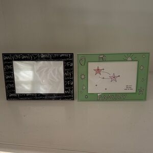 Family Themed Black and Green Lucite Picture Frames